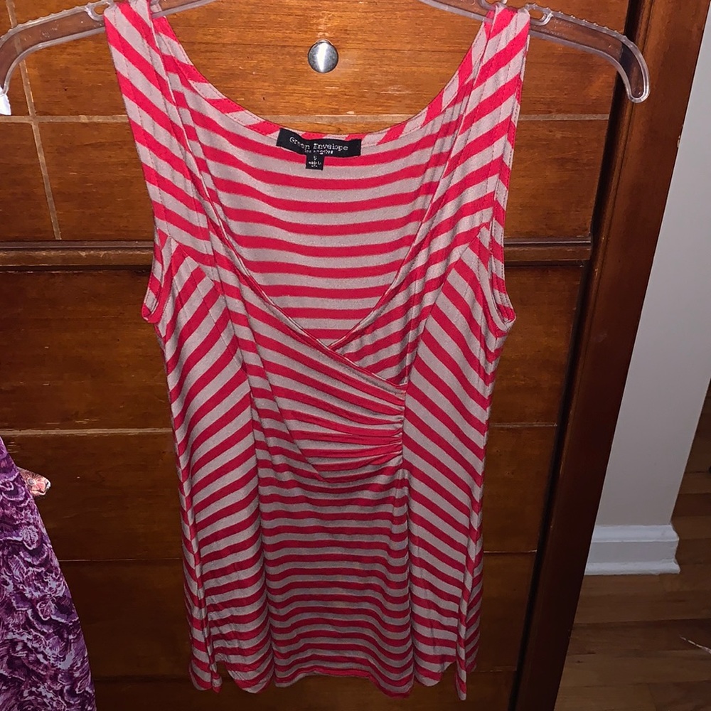 2/ Green Envelope tops/ Stripes tank Size Small and Green Peplum small